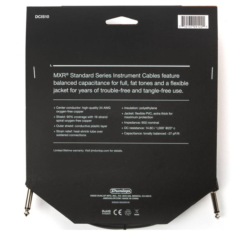 Кабель инструментальный Dunlop DCIS10 MXR Standard Instrument Cable 3.0m (10ft)