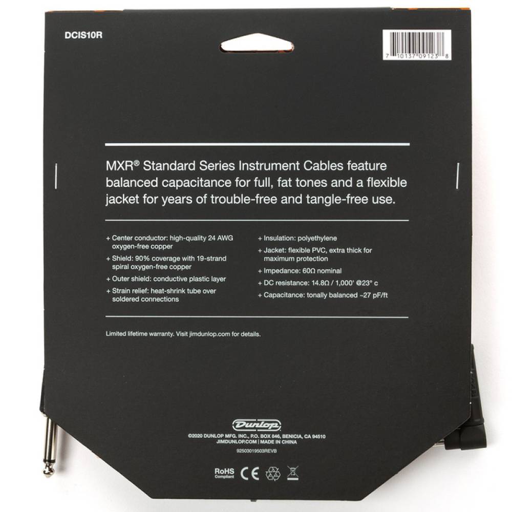 Інструментальний кабель Dunlop DCIS10R MXR Standard Instrument Cable 3.0m (10ft) (Straight/Right)