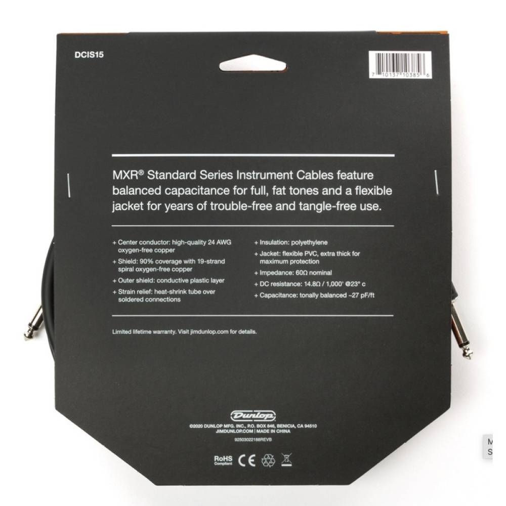 Кабель инструментальный Dunlop DCIS15 MXR Standard Instrument Cable 4.5m (15ft)