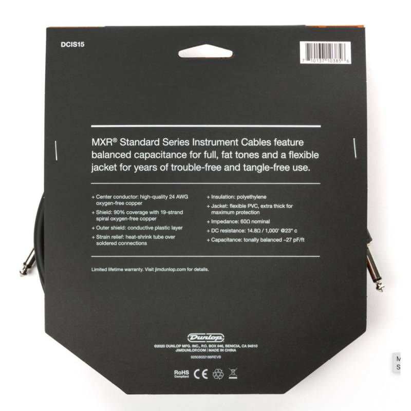 Кабель инструментальный Dunlop DCIS15 MXR Standard Instrument Cable 4.5m (15ft)