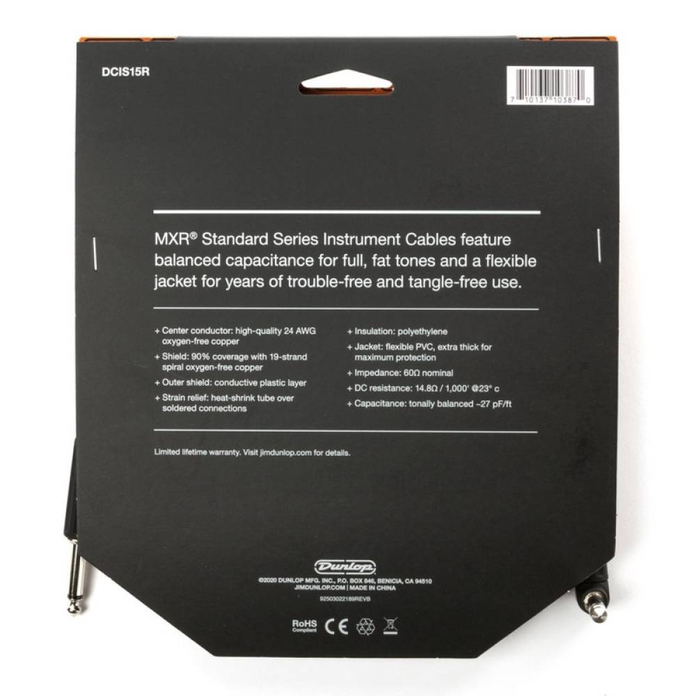 Інструментальний кабель Dunlop DCIS15R MXR Standard Instrument Cable 4.5m (15ft) (Straight/Right)