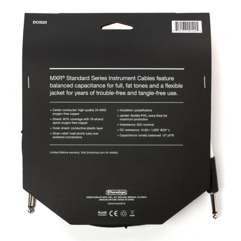 Інструментальний кабель Dunlop DCIS20 MXR Standard Instrument Cable 6.0m (20ft)