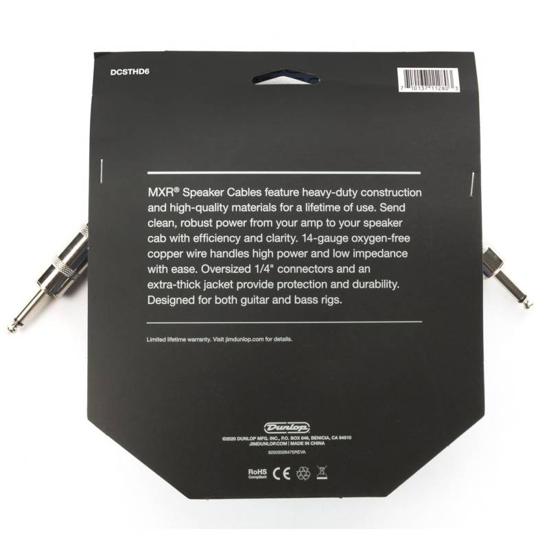 Кабель акустический Dunlop DCSTHD6 MXR Heavy Duty TS Speaker Cable - 6 FT