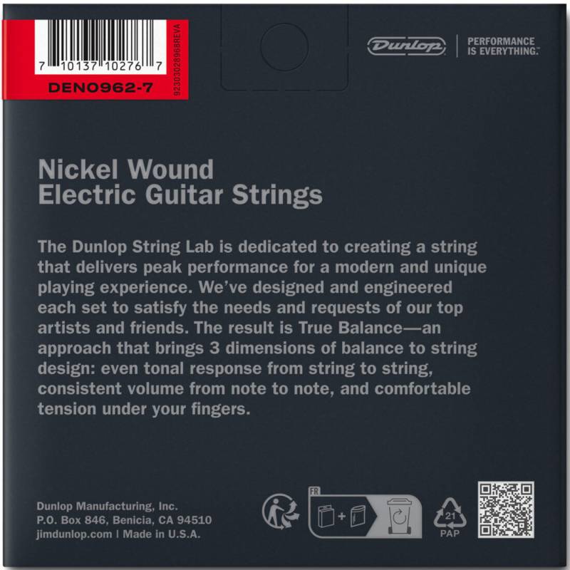 Струны для электрогитары Dunlop DEN0962 Light Nickel Plated Steel 7 Strings 9/62