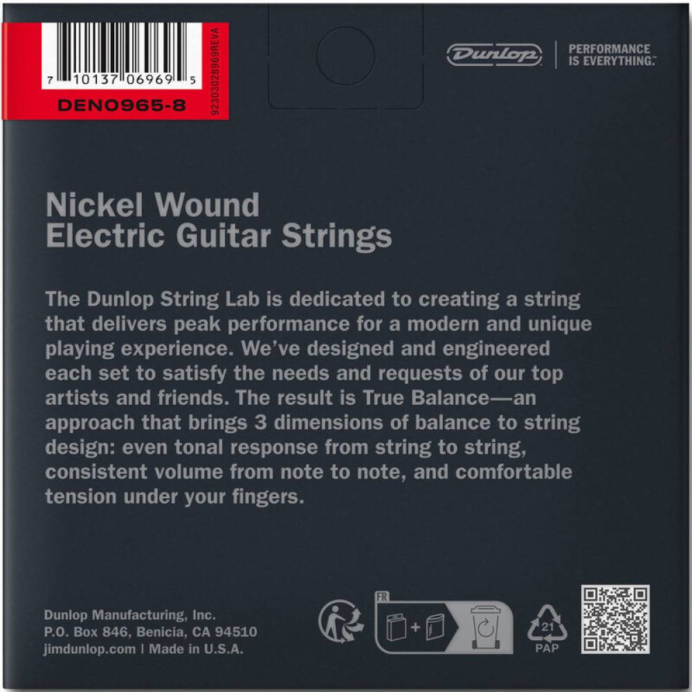 Струни для електрогітари Dunlop DEN0965 Extra Light Nickel Plated Steel 8 Strings 09/65 