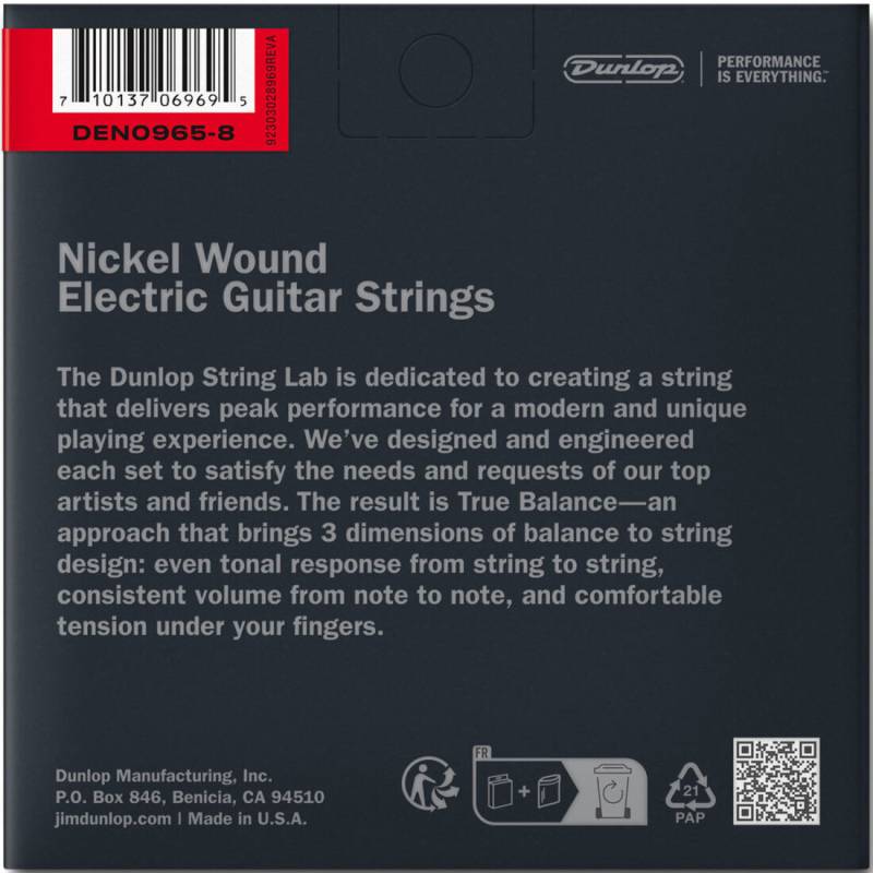 Струны для электрогитары Dunlop DEN0965 Extra Light Nickel Plated Steel 8 Strings 09/65