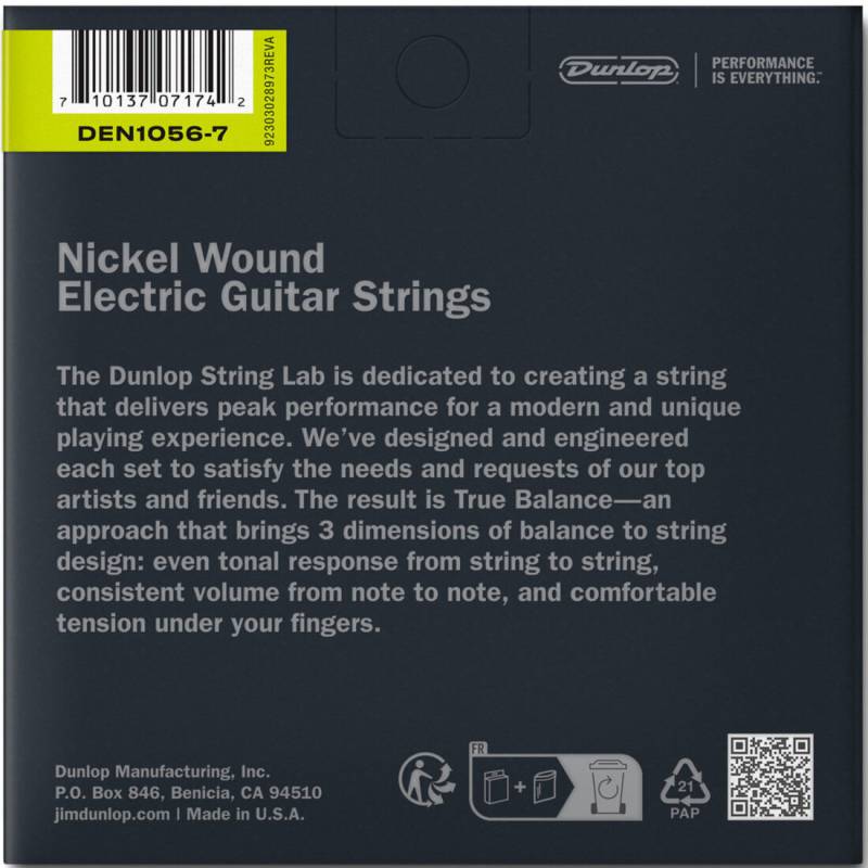 Струны для электрогитары Dunlop DEN1056 Light Nickel Plated Steel 7 Strings 10/56