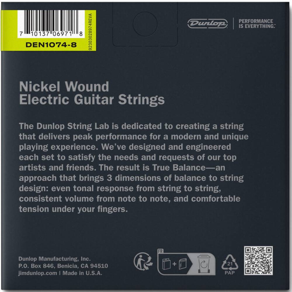 Струни для електрогітари Dunlop DEN1074 Medium Nickel Plated Steel 8 Strings 10/74