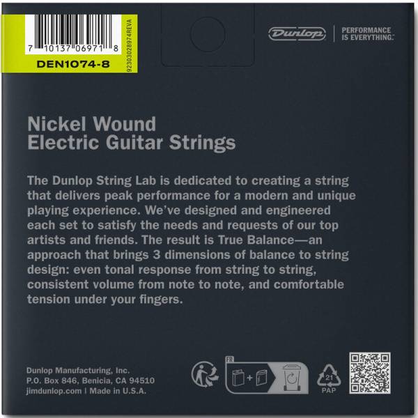 Струни для електрогітари Dunlop DEN1074 Medium Nickel Plated Steel 8 Strings 10/74