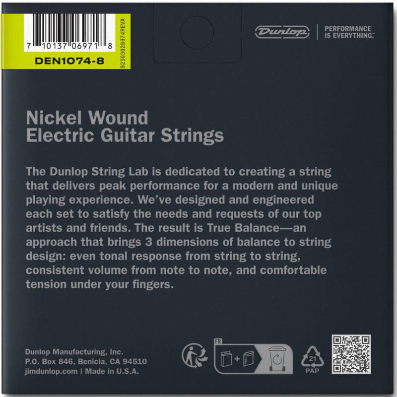 Струны для электрогитары Dunlop DEN1074 Medium Nickel Plated Steel 8 Strings 10/74