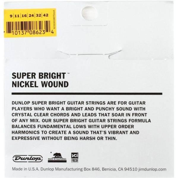 Струны для электрогитары Dunlop DESBN0942 Super Bright Light 9/42
