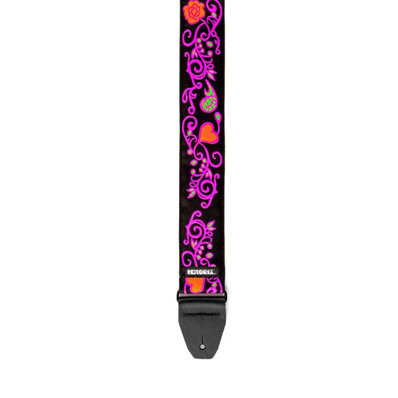 Ремень для гитары DUNLOP JIMI HENDRIX BLACKLIGHT MONTEREY PINK STRAP