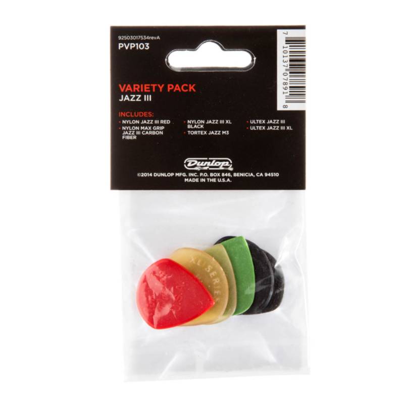 Медиаторы Dunlop PVP103 Jazz III Variety Pack (6 шт.) (6 шт.)