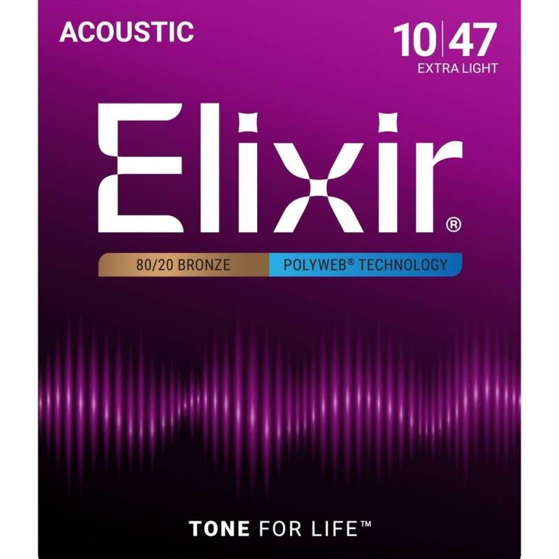 Струны для акустической гитары Elixir 11000 Polyweb 80/20 Bronze Extra Light 10/47