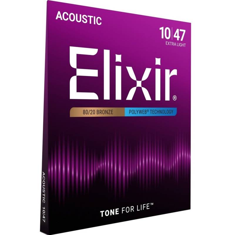 Струны для акустической гитары Elixir 11000 Polyweb 80/20 Bronze Extra Light 10/47