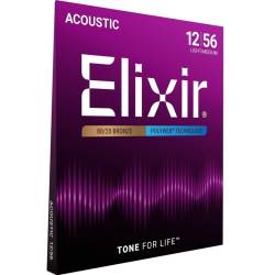 Струни для акустичної гітари Elixir 11075 Polyweb 80/20 Bronze Light Medium 12/56