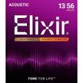 Струны для акустической гитары Elixir 11102 Nanoweb 80/20 Bronze Medium 13/56