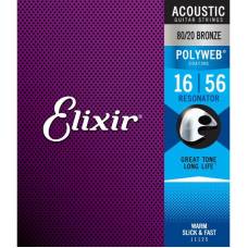 Струни для акустичної гітари Elixir 11125 Polyweb 80/20 Bronze Resonator 16/56