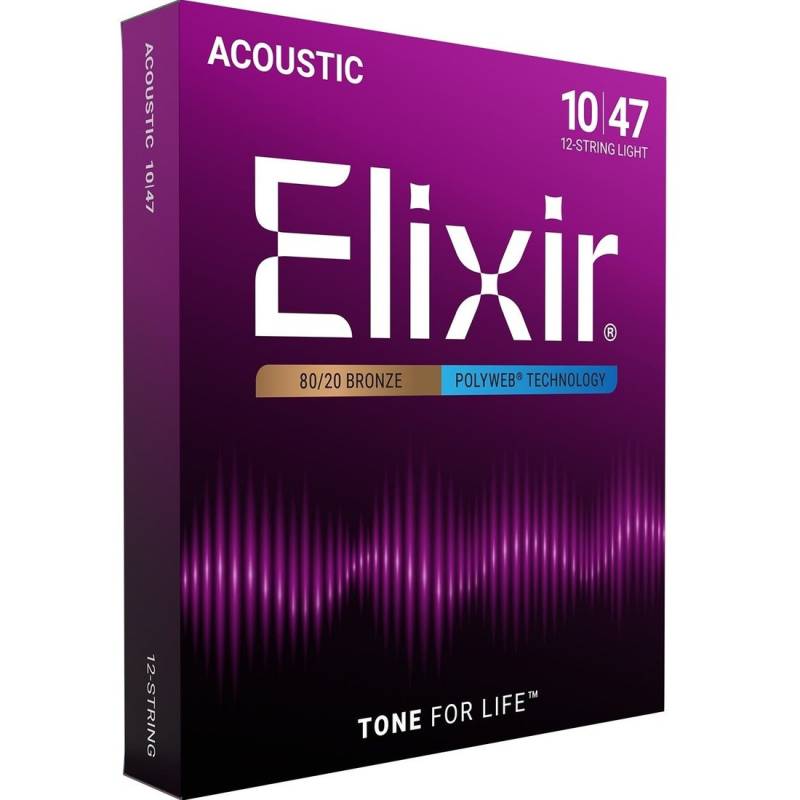 Струны для акустической гитары Elixir 11150 Polyweb 80/20 Bronze 12 Strings Light 10/47