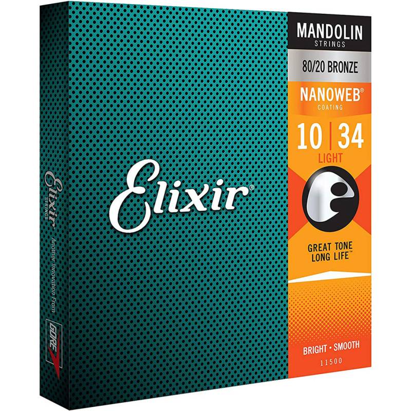 Струны для мандолины Elixir 11500 80/20 Bronze Nanoweb Light 10/34