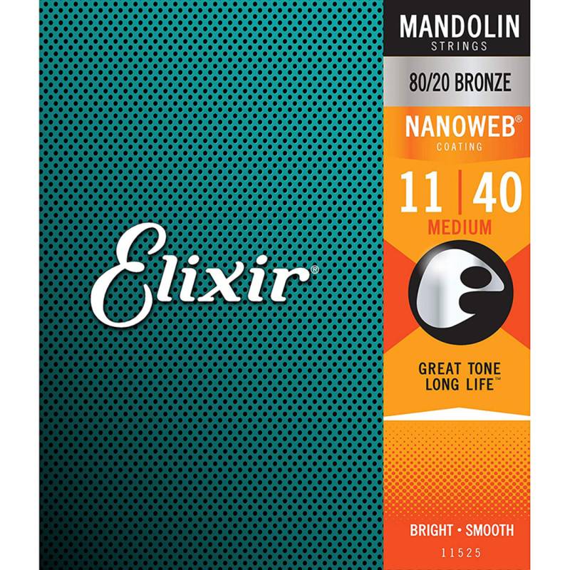 Струны для мандолины Elixir 11525 80/20 Bronze Nanoweb Medium 11/40