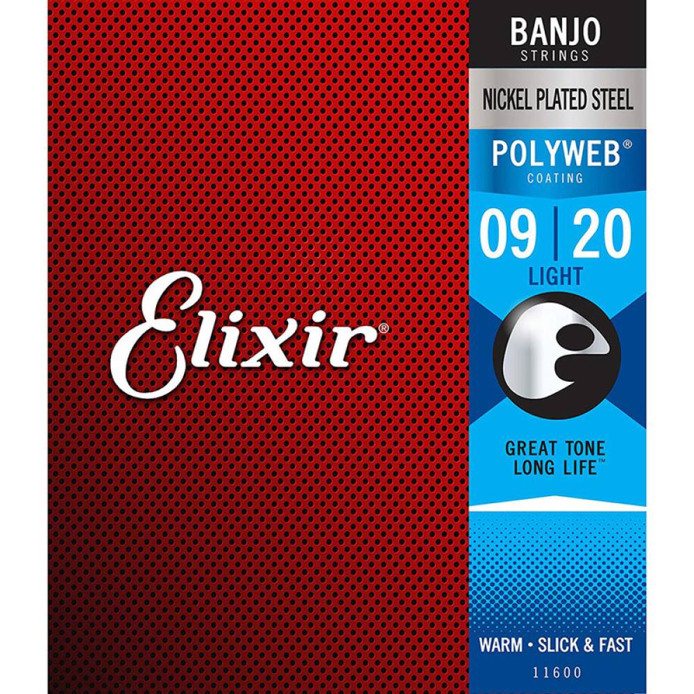 Струны для банджо Elixir 11600 Polyweb Nickel Plated Steel Light 9/20