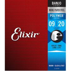 Струни для банджо Elixir 11600 Polyweb Nickel Plated Steel Light 9/20