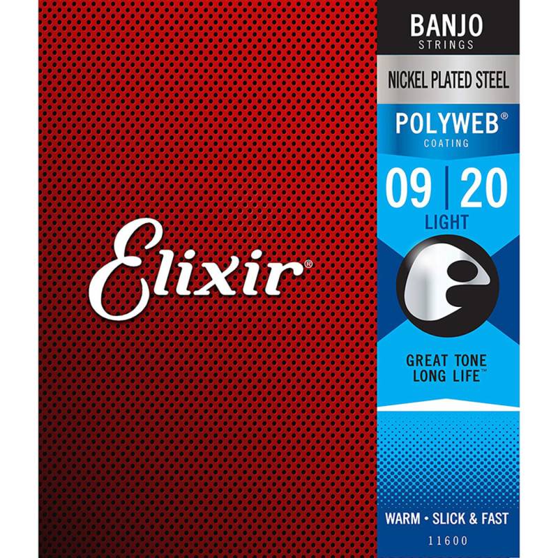 Струни для банджо Elixir 11600 Polyweb Nickel Plated Steel Light 9/20