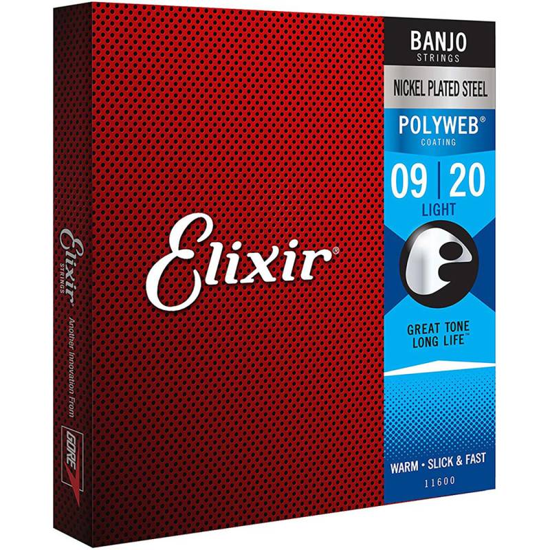 Струни для банджо Elixir 11600 Polyweb Nickel Plated Steel Light 9/20