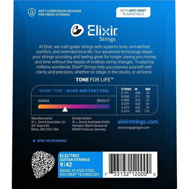 Струны для электрогитары Elixir 12000 Polyweb Nickel Plated Steel Super Light 9/42