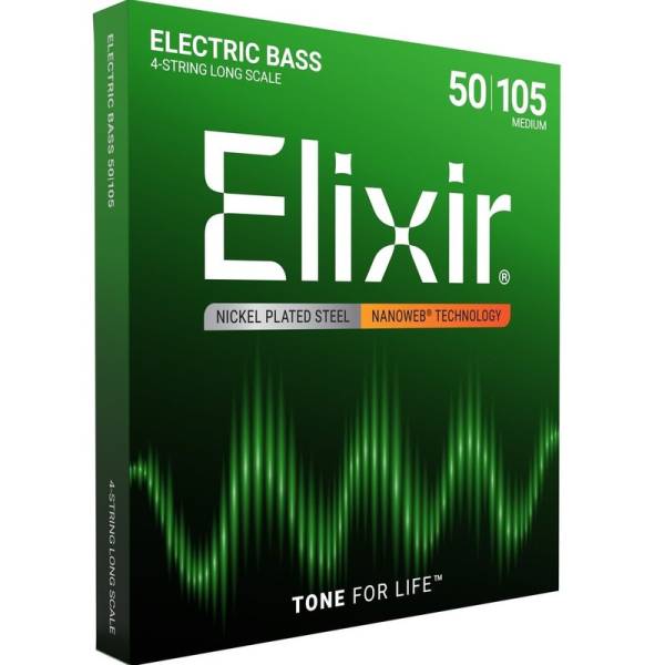 Струни для бас-гітари Elixir 14102 Nanoweb Coated Nickel Plated Steel Heavy 4-String 50/105