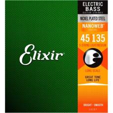 Струны для бас-гитары Elixir 14207 Nanoweb Coated Nickel Plated Steel Light/Medium 5-String 45/135