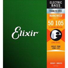 Струны для бас-гитары Elixir 14702 Nanoweb Coated Stainless Steel Medium 4-String 50/105