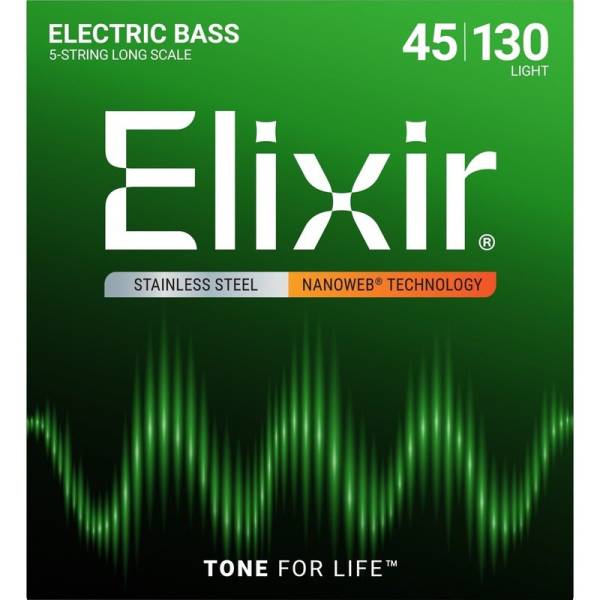 Струни для бас-гітари Elixir 14777 Nanoweb Coated Stainless Steel Light 5-Strings 45/130