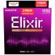 Струни для акустичної гітари Elixir 3 Pack 16538 Nanoweb 80/20 Bronze Custom Light 11/52