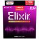 Струни для акустичної гітари Elixir 3 Pack 16544 Nanoweb Phosphor Bronze Custom Light 11/52