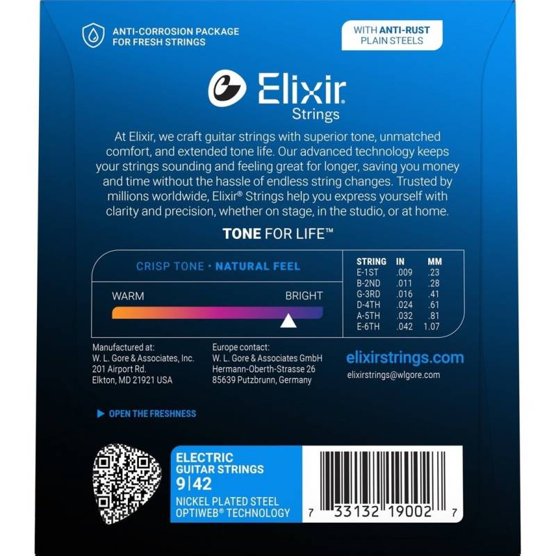 Струны для электрогитары Elixir 19002 Optiweb Nickel Plated Steel Super Light 9/42