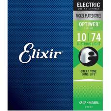 Струни для електрогітари Elixir 19062 Optiweb Nickel Plated Steel 8-String Light 10/74