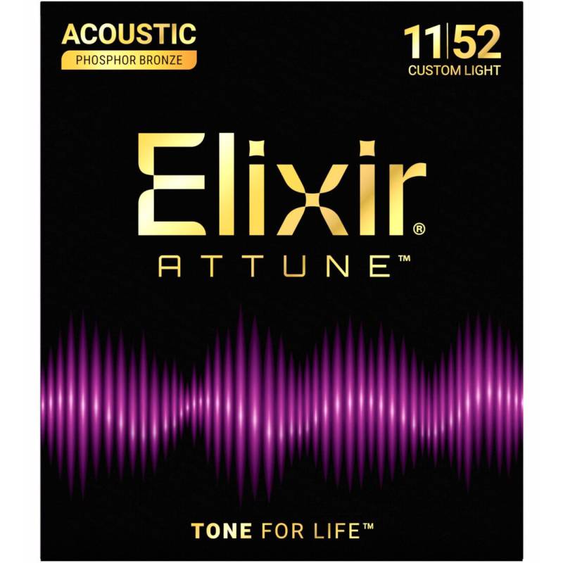 Струни для акустичної гітари Elixir 21027 Attune Phosphor Bronze Acoustic Custom Light 11/52