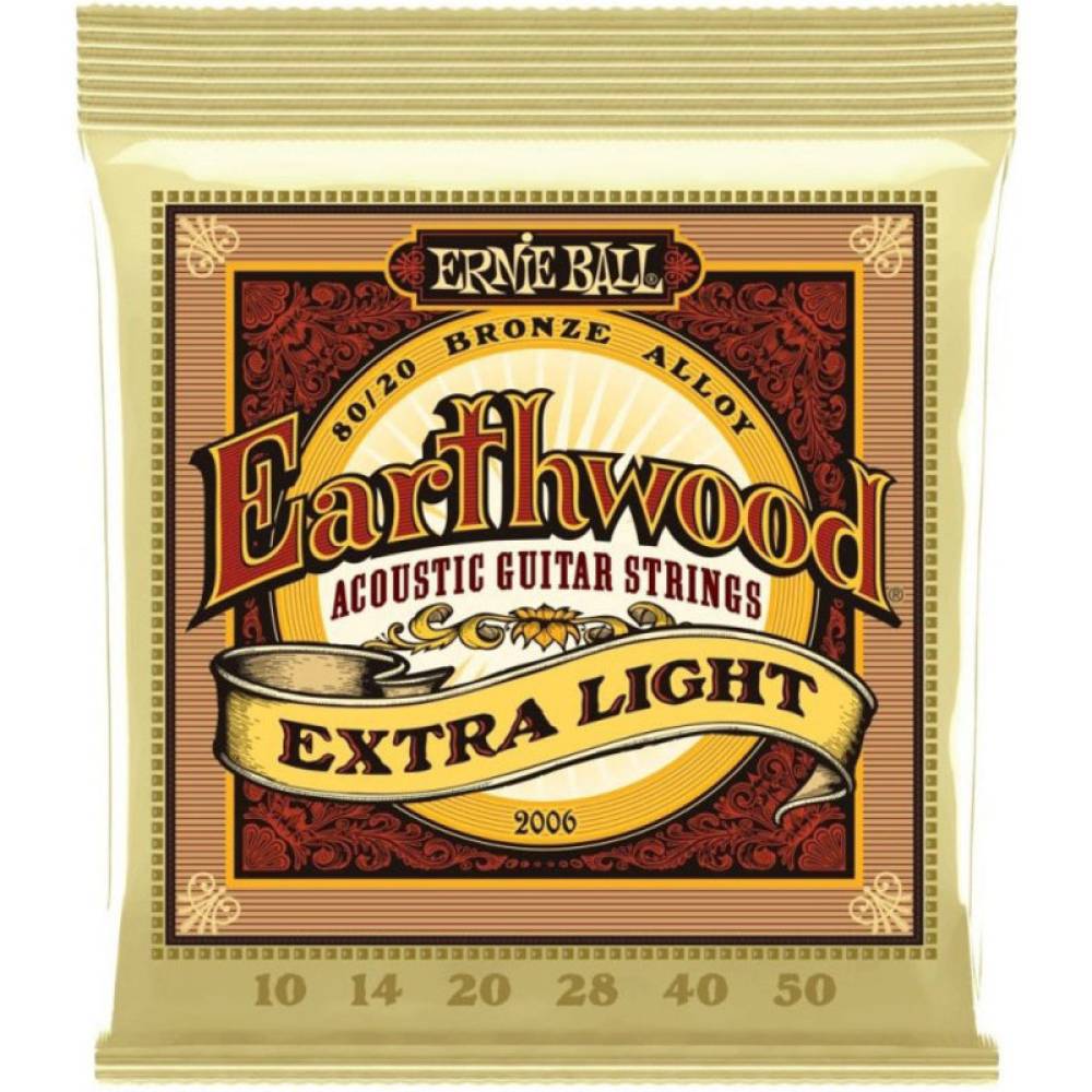 Струни для акустичної гітари Ernie Ball 2006 Earthwood 80/20 Bronze Extra Light 10/50