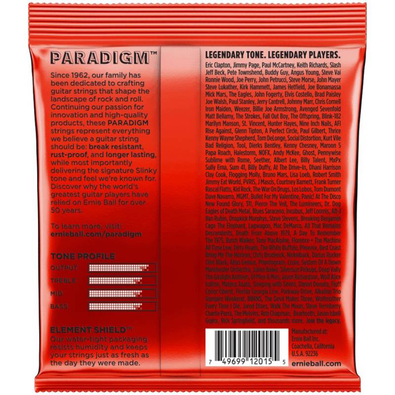 Струны для электрогитары Ernie Ball 2015 Paradigm Slinky 10/52