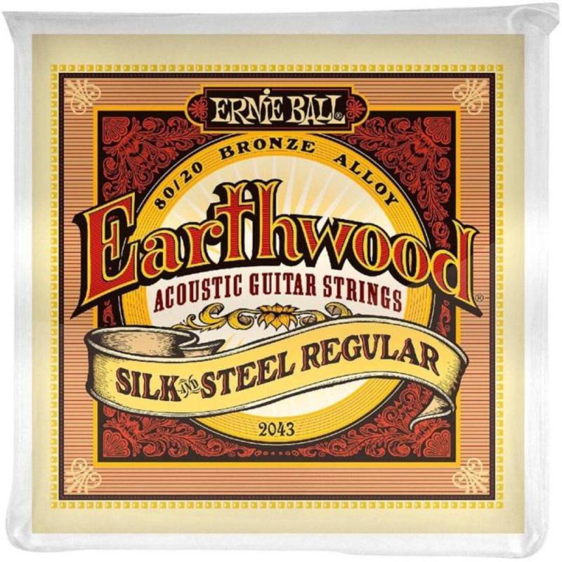 Струны для акустической гитары Ernie Ball 2043 Earthwood 80/20 Bronze Silk and Steel Reguilar 13/56