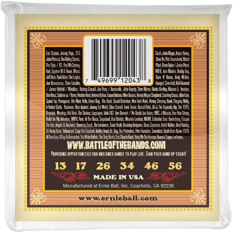 Струны для акустической гитары Ernie Ball 2043 Earthwood 80/20 Bronze Silk and Steel Reguilar 13/56