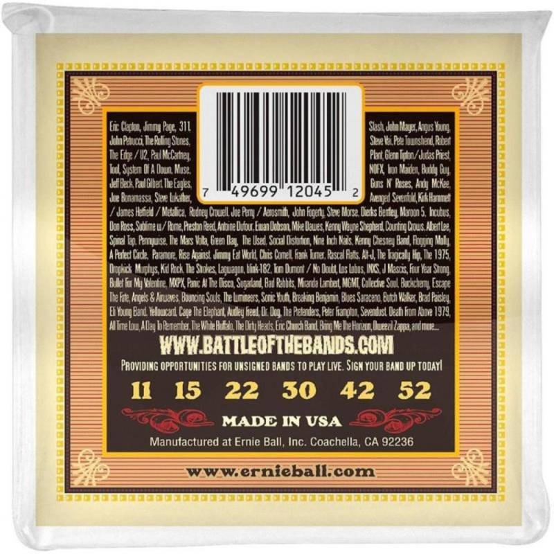 Струны для акустической гитары Ernie Ball 2045 Earthwood 80/20 Bronze Silk Steel Soft 11/52