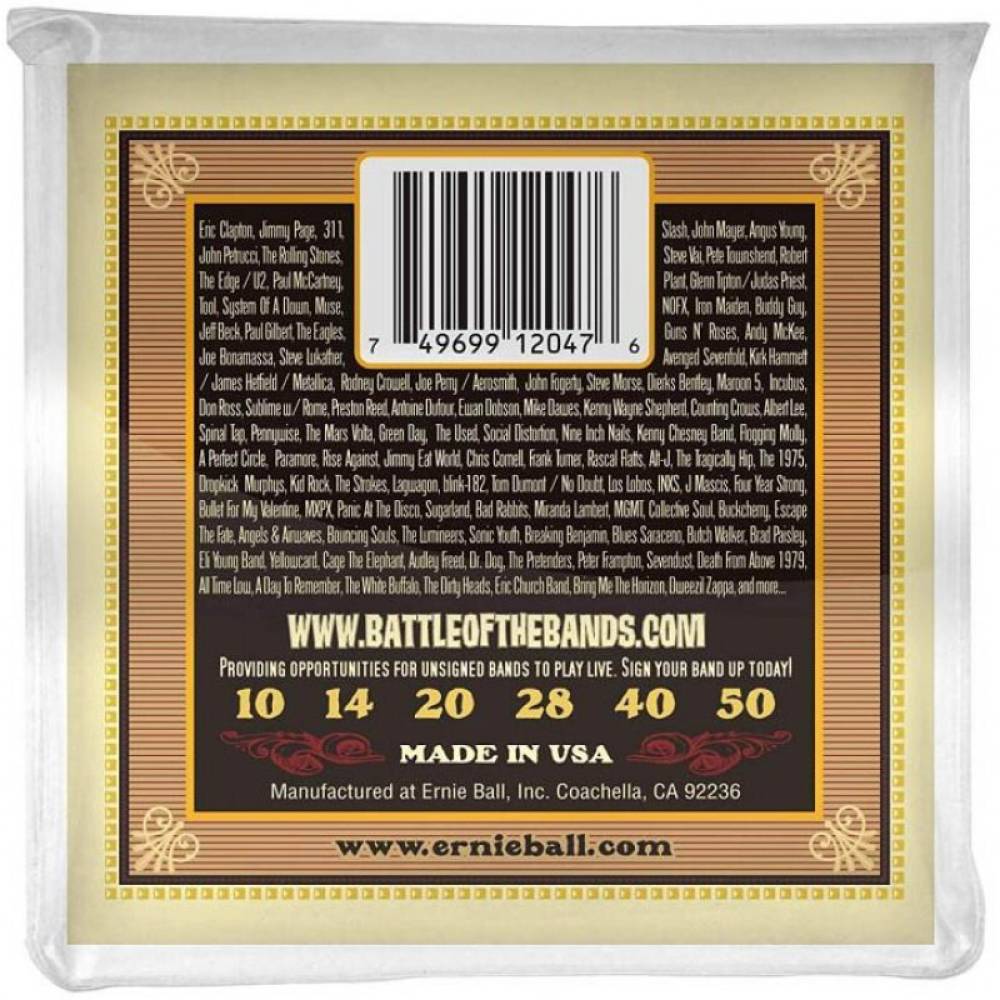 Струны для акустической гитары Ernie Ball 2047 Earthwood 80/20 Bronze Silk and Steel Extra Soft 10/50