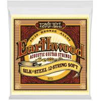 Струны для акустической гитары Ernie Ball 2051 Earthwood 80/20 Bronze Silk and Steel Extra Soft 12 Strings 9/46