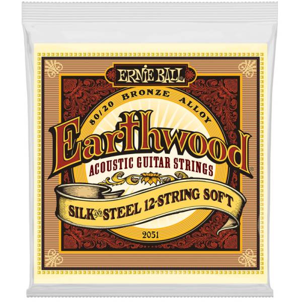 Струны для акустической гитары Ernie Ball 2051 Earthwood 80/20 Bronze Silk and Steel Extra Soft 12 Strings 9/46