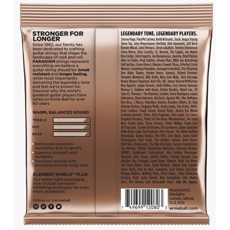 Струни для акустичної гітари Ernie Ball 2080 Paradigm Extra Light Phosphor Bronze 10/50
