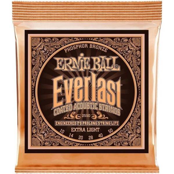 Струни для акустичної гітари Ernie Ball 2550 Everlast Extra Light Phosphor Bronze 10/50