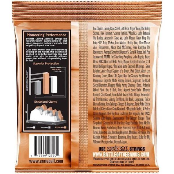 Струни для акустичної гітари Ernie Ball 2550 Everlast Extra Light Phosphor Bronze 10/50